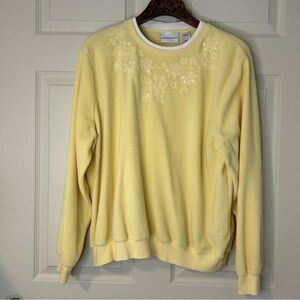 Alfred Dunner Yellow Floral Design with Sequins Size Large